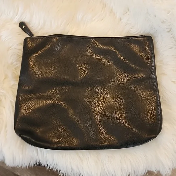 Free People Black Leather Hand Bag 15" x 12" - Picture 2 of 12